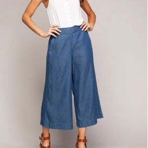 Wide-Leg Denim-Inspired Tencel Pants